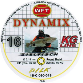 WFT Round Dynamix Pilk Yellow Braided Line for Sea Fishing, Fishing Line for Norway, Diameter / Load Capacity: 0.18 mm / 16 kg Load Capacity