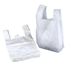 100 White Plastic Polythene Vest Style Reusable Shopping Carrier Bags - Medium Duty 14mu Size 11 x 17 x 21 Shopping Gift Boutique Supermarket Cash N Carry Market Stall