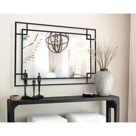Chende Black Bathroom Mirror for Wall, 24''x36'' Large Living Room Mirror with Metal Frame, Modern Decorative Mirror for Entryway, Dining Room, Bedroom