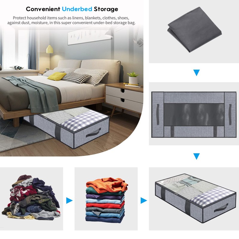 Onlyeasy Foldable Underbed Bags 2 Pack - Blankets Clothes Comforters
