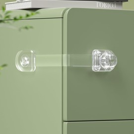 SAFELON Cabinet Lock, 3 Pieces, Child Lock, Safety Lock, Drawer Lock, Transparent, Multi-functional, Child Safety, Prevents Pinching Fingers, Prevents Injuries, Prank Prevention, (Transparent)