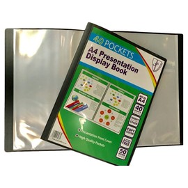 Tiger A4 40 Pocket Flexible Cover Presentation Display Book - For Art Work/Photographs FlexCover Portfolio - Assorted Colours