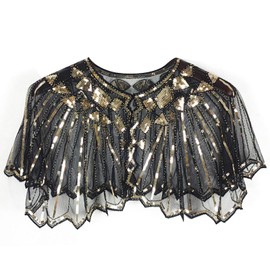 Vxcbad 1920s Women's Shawls Stole for Evening Dress, Retro Scarf for Wedding Party, Bridal Shawl for Gatsby Costume Accessories, silver