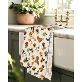 Miss Adola Tea Towels Set of 2-18"x26" Cotton Kitchen Towels with Hanging Loop Floursack Dish Cloths Cute Funny Reusable Hand Towel for Housewarming Kitchen Decor, Dog Lover Girl