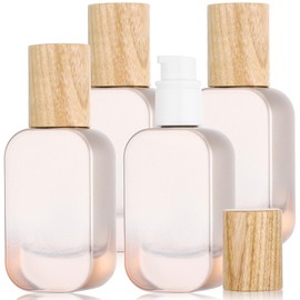 Segbeauty 1oz Glass Pump Bottle Dispenser for Essential Oils, 4pcs Mini Travel Lotion Container, 30ml Liquid Travel Foundation Container Leakproof, Silver Small Glass Bottles for Skincare Cosmetics