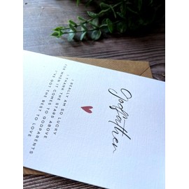 The Little Gem Company - Handmade Card for Godparents - Perfect for Christening/Baptism/Thank You/Godfather/Godmother/Guideparent (Godfather - Heart Design)