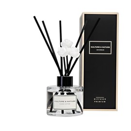 CULTURE & NATURE Reed Diffuser Set 4oz (120ml) Clean Cotton Scented Diffuser with Sticks Home Fragrance Reed Diffuser for Bathroom Shelf Decor