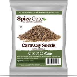 Spice Gate Caraway Seed - Whole (2 oz), ideal for adding depth to rye bread, perfect in harissa, seasonings, pickles, and sauces.