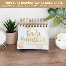 bloom daily planners Undated Perpetual Desk Easel Motivational Inspirational Standing Flip Calendar - Page a Day - (5.25" x 5.5") - Daily Mindfulness Reflection Questions