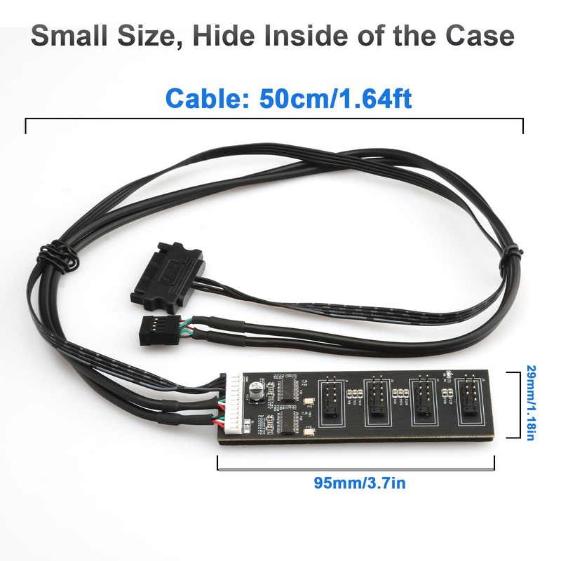 MTAKYA 9Pin USB 2.0 Header Splitter With SATA Power Cable