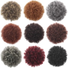 Xtrend Short African Kinky Curly Wrap Drawstring Puff Ponytail Hair Extensions Wig with 2 Clips for Black Women 2#