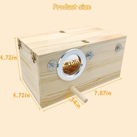 PINVNBY Large Natural Wood Parakeet Nesting Box Budgie Breeding Box Acrylic Bird Nest for Cage Transparent Panoramic for Birds, Parrots, Cockatiels, Lovebirds, Canaries (S: 7.87 x 4.72 x 4.72 inch)