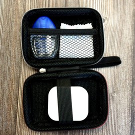 AGOZ Contact Lens Case, Portable Contact for Eyes Storage Box, Contact Lens Travel Pouch Holster, Durable Protective Cover Holder with Wrist Strap (Blue)