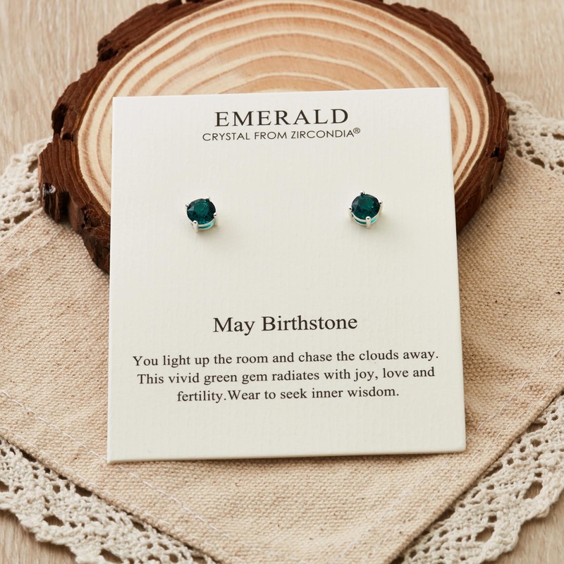 Philip Jones May (Emerald) Birthstone Earrings Created with Zircondia® Crystals