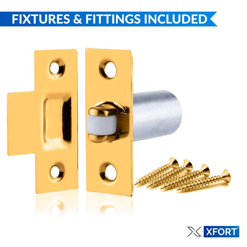 XFORT® Adjustable Roller Catch, Polished Brass Roller Ball Door Latch,