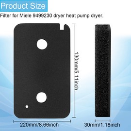 EATBALE Filter for Miele 9499230 Dryer Heat Pump Dryer Fine Coarse 220 x 130 x 30 mm, Sponge Filter Mat Condenser Dryer Lint Filter Foam Filter Sponge (Pack of 2)