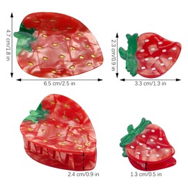 2 Pcs Strawberry Hair Claw Clips Acetate Hair Claw Fruit Small Hair Catch Jaw Clamp Strong Hold Hair Jaw Barrettes Clips Non-slip Retro Hair Accessories for Women Girls