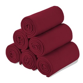 Special SG Glory Fleece Throw Blanket Set Bulk for Travel Kids Outdoor Wedding Pet (Burgundy, Pack of 6 50x60 Inches)