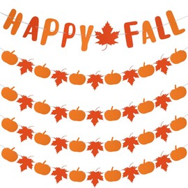 Yaopelky Herbst-Filz-Girlande, Thanksgiving-Dekorationen, hängende Banner, Dekoration für Zuhause, Herbst, Urlaub, Ernte, Partyzubehör (5-teiliges Kürbis-Buchstaben-Set)