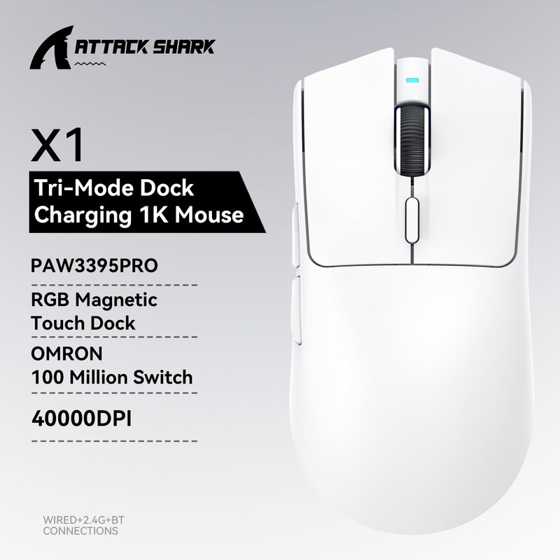 ATTACK SHARK X1 Ultralight Wireless Gaming Mouse with Magnetic RGB