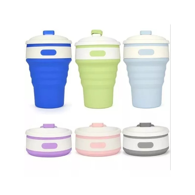 CL Taza Café Vaso Plegable De Silicon Con Tapa Y