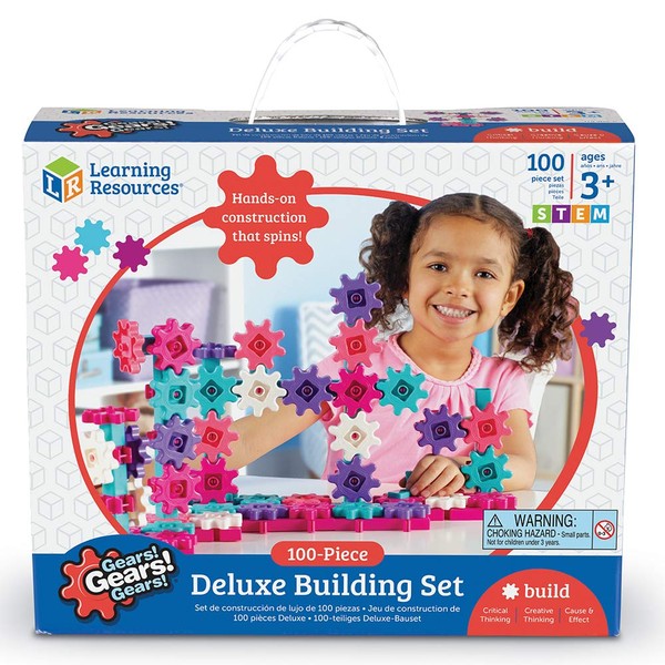 Learning Resources Gears! Gears! Gears! Deluxe Building Set, 100 Pieces, Pink