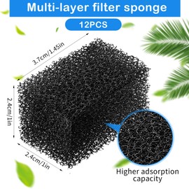 12 Piece Cat Fountain Sponge Replacement Cat Water Fountain Filters Pre-Filter Sponges Foam Sponges Cat Fountain Sponge Filter for 92oz/2.8L Cat Pet Fountain
