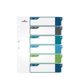 Durable Index 1-6, A4+ high, writable index sheet, 100% recyclable, multi-coloured, 679427