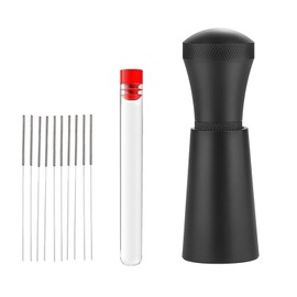 Rixotix Wdt Tool Espresso Needle, Removable, Removable Wdt Tool Espresso with Stand, with 7 Espresso Needles 0.35 mm, Matte Black, for Barista Stirred Espresso Coffee (Extra 3 Replacement Needles)