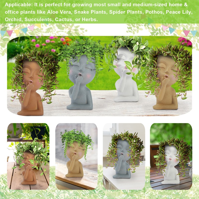 Mannequin Resin Flower Pot Face Flower Pot Garden Decoration