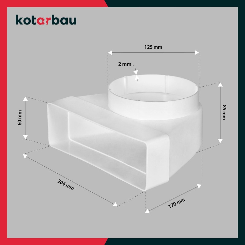 KOTARBAU® Deflection Piece 90° for Ventilation Duct 204 x 60