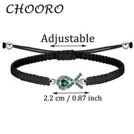 CHOORO Green Awareness Support Gift Mental Health Awareness Adjustable Bracelet Green Ribbon Warrior Jewelry (green rope br)