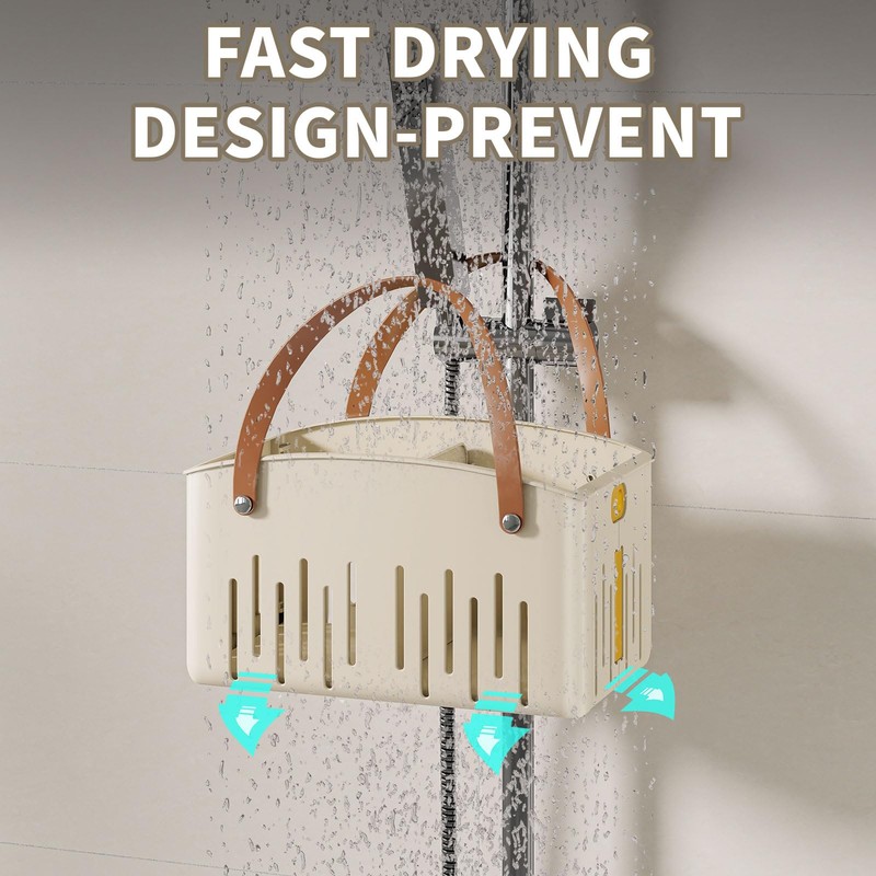 Portable Shower Caddy,Foldable Shower Caddy with Handle and Adjustable Divider,Plastic