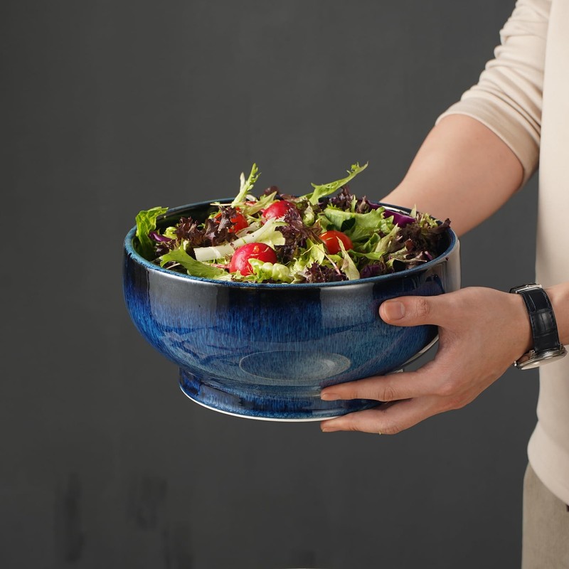 STE-CER Extra Large Salad Bowl,Decorative Fruit Bowl,Kitchen Ceramic Bowl for
