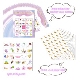 KUUQA Unicorn Bingo Game Unicorn Party Supplies Unicorn Bingo Cards with 24 Players for Kids Birthday Party Supplies Magical Party Favors