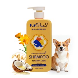 Unipaws Probiotic Dog Shampoo for Short-Haired Coats – Itch Relief, Deodorizing & Hydrating for Healthy, Fresh Skin with Calendula & Oatmeal – EWG Green & White Tea Scent, Made in Korea, 16.9 Fl Oz