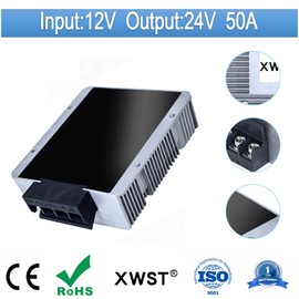 DC to DC Converter 12v to 24v Step up Boost Regulator 50A 1200W Power Supply Waterproof Module Transformer Adapter for Motor Car Truck Vehicle Boat Solar System(12V-24V-50A) (XW-12-24-50A)