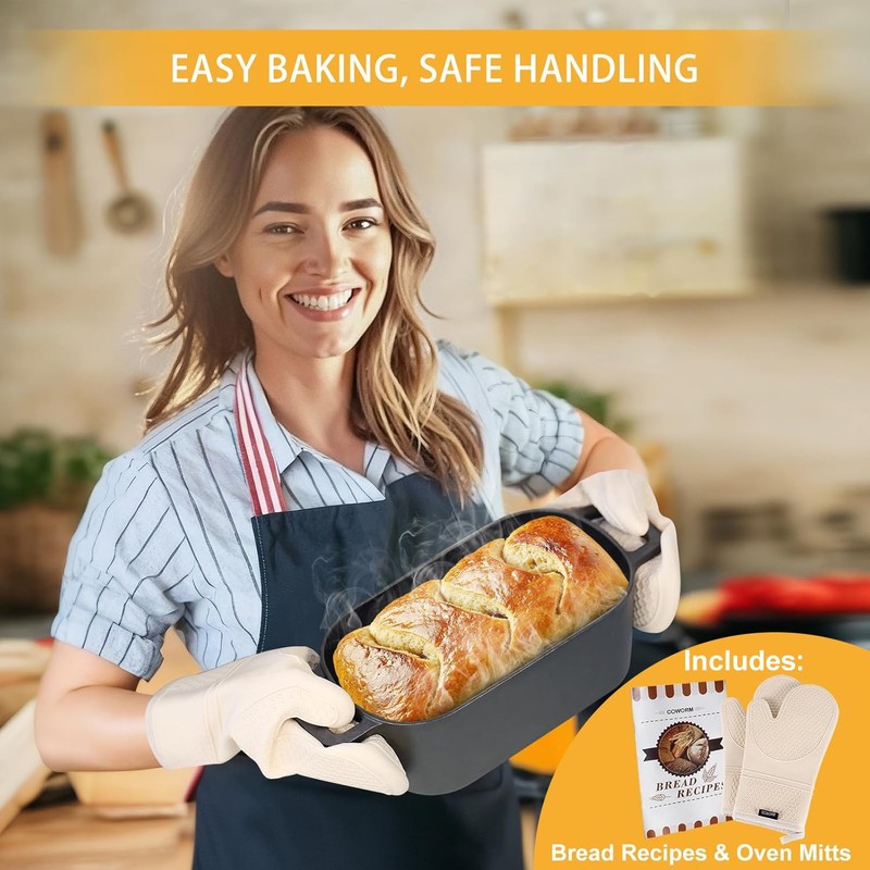 3.6QT Oval Dutch Oven for Bread Baking - Pre-Seasoned Cast