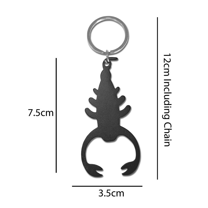 Komonee Scorpion Black Bottle Opener Key Chain Metal Wildlife Key