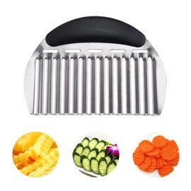 ULIFEBETTER 1 Pack Stainless Steel Crinkle Cutter for Veggies, French Fries Cutter Waffle Fry Cutter for Potatoes Crinkle Cutter Knife Wavy Chopper for Veggies (6.1x4.7in)