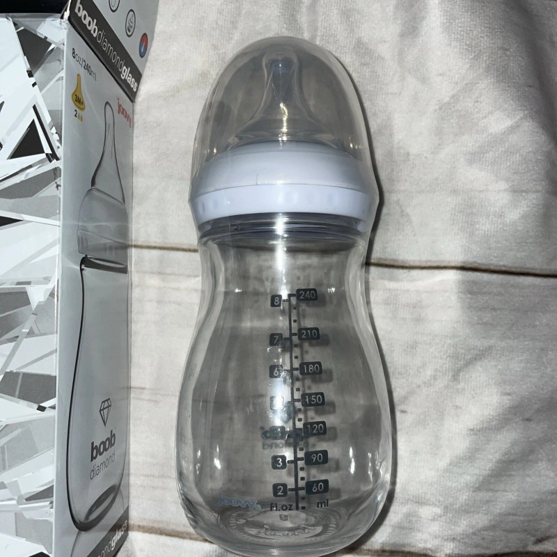 Joovy NIB JOOVY BOOB DIAMOND glass 8oz/240ml 3months+ baby bottle