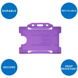 Identity-Plus: Purple Rigid Open Faced Landscape ID Card Badge Pass Holder (50)