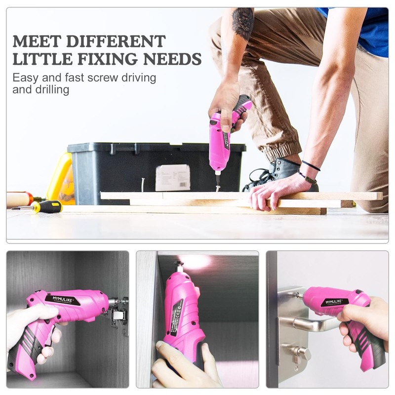 MYMULIKE Cordless Electric Screwdriver, 3.6V Rechargeable Power Screwdriver with 47