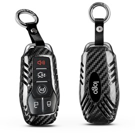 T-carbon Remote Key Fob Cover Fits Ford F150 Mustang Fusion Edge Explorer 2015 2016 2017,Real Carbon Fiber Key Fob Shell Fits Lincoln MKZ MKC MKX 2013-2017 4/5-Button Smart Key Case Accessories Black