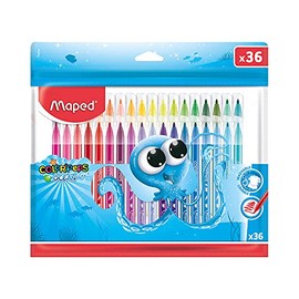 MAPED Plumones Punta Mediana 2.8 mm ColorPeps Ocean, 36 uds.  Tinta Lavable  Puntas Bloqueadas  Rotuladores de Colores Brillantes                     