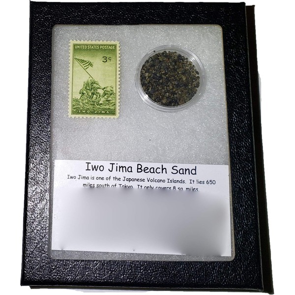 StarStuff.Rocks Iwo Jima Beach Sand and Postage Stamp - Commemorative Collection