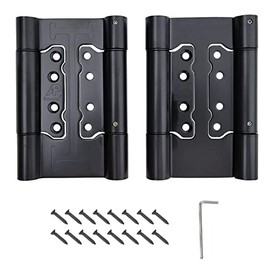 2X 5 Stainless Steel Non-Mortise Self Closing Double Action Spring Hinges Cafe Saloon Door Swing Hinge Black (2)