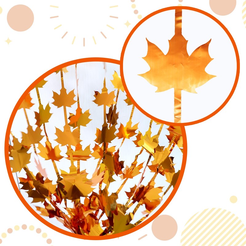 Thanksgiving Party Foil Curtain Decorations 2 Pack Orange Maple Leaves