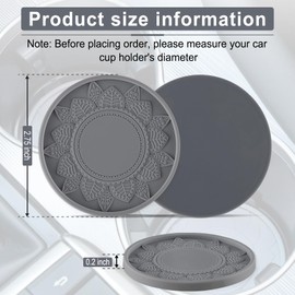 SINGARO Car Cup Holder Coaster, 4PCS Silicone Cup Holders Embedded in Decoration Coasters, Universal Non-Slip Cup Holders, Car Interior Accessories, Ornaments Coaster, Gray