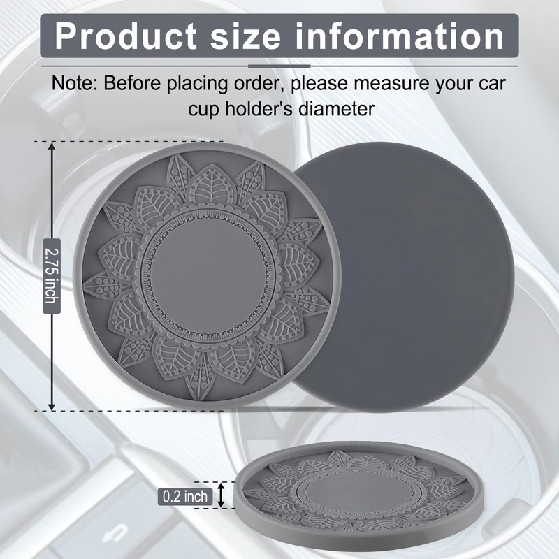 SINGARO Car Cup Holder Coaster, 4PCS Silicone Cup Holders Embedded
